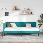 vidaXL Rohový rám postele Tyrkysová 100 cm x 200 cm Zamat – Obrázok 3