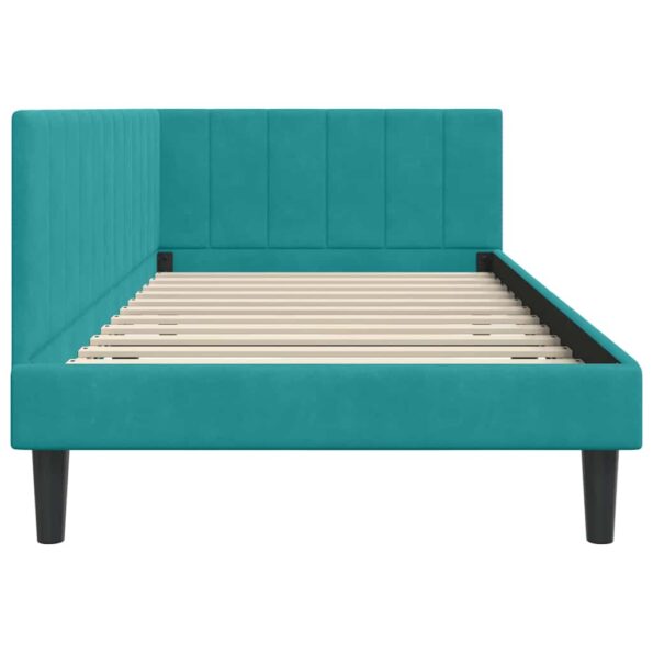 vidaXL Rohový rám postele Tyrkysová 100 cm x 200 cm Zamat – Obrázok 5