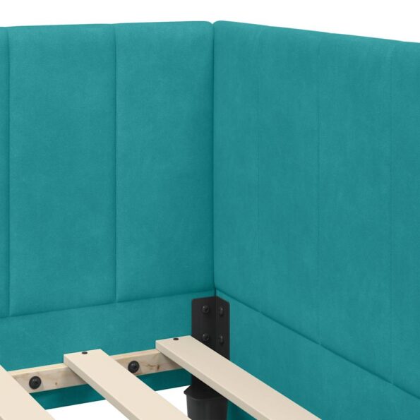 vidaXL Rohový rám postele Tyrkysová 100 cm x 200 cm Zamat – Obrázok 7