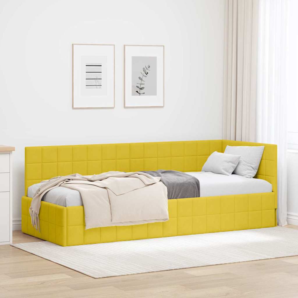 42016374_1.jpg vidaXL Rohový rám postele s čelnou doskou Žltá 80 cm x 200 cm Zamat – Obrázok 1