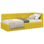 vidaXL Rohový rám postele s čelnou doskou Žltá 80 cm x 200 cm Zamat – Obrázok 2