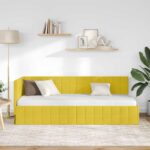 vidaXL Rohový rám postele s čelnou doskou Žltá 80 cm x 200 cm Zamat – Obrázok 3