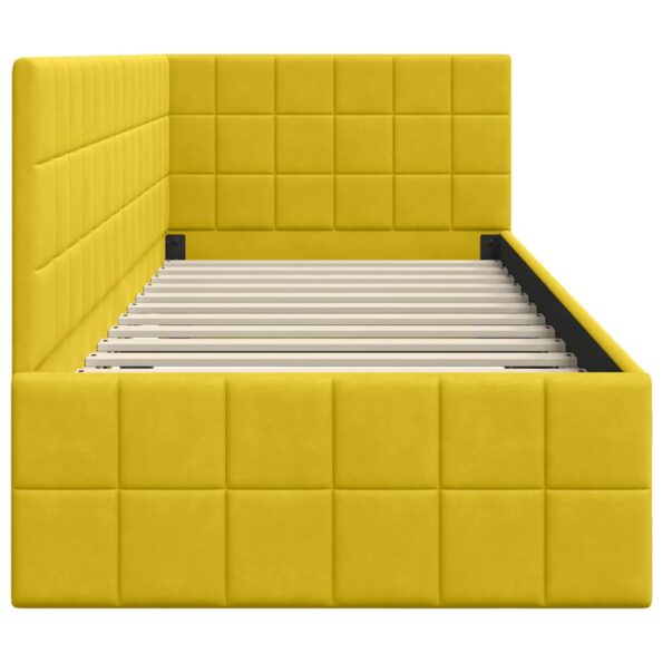 vidaXL Rohový rám postele s čelnou doskou Žltá 80 cm x 200 cm Zamat – Obrázok 5