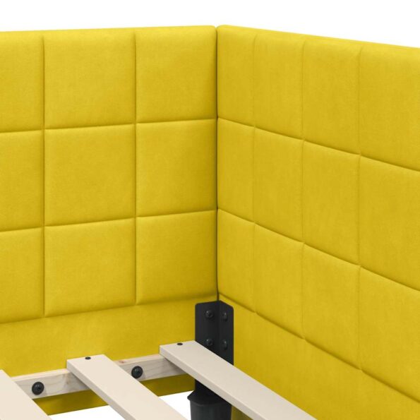 vidaXL Rohový rám postele s čelnou doskou Žltá 80 cm x 200 cm Zamat – Obrázok 7