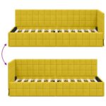 vidaXL Rohový rám postele s čelnou doskou Žltá 80 cm x 200 cm Zamat – Obrázok 8