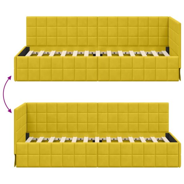 vidaXL Rohový rám postele s čelnou doskou Žltá 80 cm x 200 cm Zamat – Obrázok 8