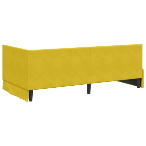 vidaXL Rohový rám postele s čelnou doskou Žltá 90 cm x 190 cm Zamat – Obrázok 6