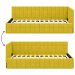 vidaXL Rohový rám postele s čelnou doskou Žltá 90 cm x 190 cm Zamat – Obrázok 8