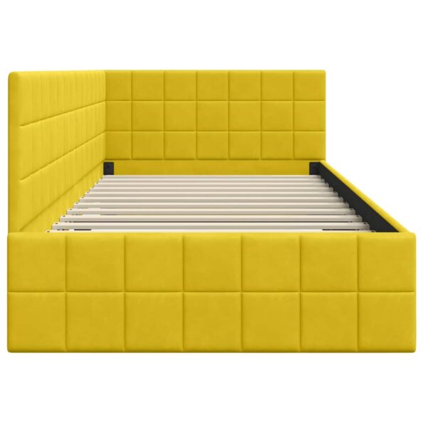 vidaXL Rohový rám postele s čelnou doskou Žltá 100 cm x 200 cm Zamat – Obrázok 5