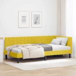 vidaXL Rohový rám postele s čelnou doskou Žltá 90 cm x 190 cm Zamat
