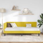 vidaXL Rohový rám postele s čelnou doskou Žltá 90 cm x 190 cm Zamat – Obrázok 3