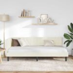 vidaXL Rohový rám postele s čelnou doskou Krémová 90 x 190 cm Zamat – Obrázok 3