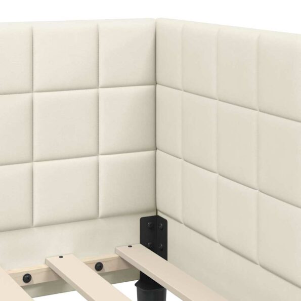 vidaXL Rohový rám postele s čelnou doskou Krémová 90 x 190 cm Zamat – Obrázok 7