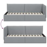 vidaXL Rohový rám postele s čelnou doskou Svetlosivá 80 x 200 cm látka – Obrázok 8