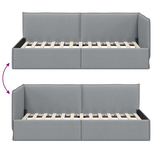 vidaXL Rohový rám postele s čelnou doskou Svetlosivá 80 x 200 cm látka – Obrázok 8