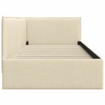 vidaXL Rohový rám postele s čelnou doskou Krémová 80 x 200 cm látka – Obrázok 5