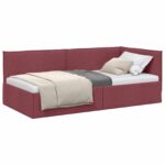 vidaXL Rohový rám postele Víno červené 90 x 190 cm látka – Obrázok 2