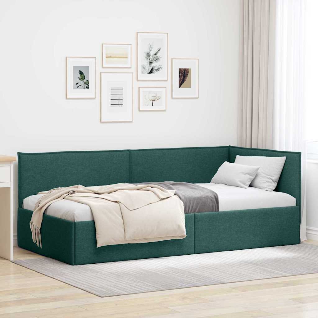 42016459_1.jpg vidaXL Rohový rám postele Tmavozelená 90 x 190 cm látka – Obrázok 1