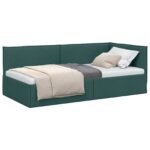 vidaXL Rohový rám postele Tmavozelená 90 x 190 cm látka – Obrázok 11