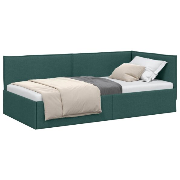vidaXL Rohový rám postele Tmavozelená 90 x 190 cm látka – Obrázok 2