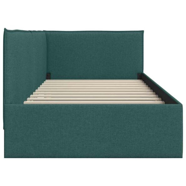 vidaXL Rohový rám postele Tmavozelená 90 x 190 cm látka – Obrázok 5