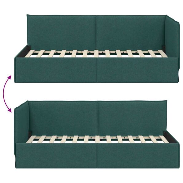 vidaXL Rohový rám postele Tmavozelená 90 x 190 cm látka – Obrázok 8