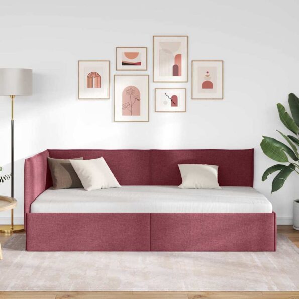 vidaXL Rohový rám postele Víno červené 90 x 200 cm látka – Obrázok 3