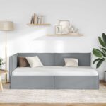 vidaXL Rohový rám postele Svetlosivá 100 x 200 cm látka – Obrázok 3