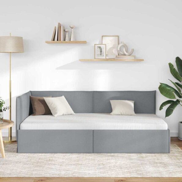 vidaXL Rohový rám postele Svetlosivá 100 x 200 cm látka – Obrázok 3