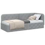 vidaXL Rohový rám postele s čelnou doskou Svetlosivá 80 x 200 cm látka – Obrázok 3