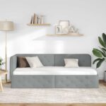 vidaXL Rohový rám postele s čelnou doskou Svetlosivá 80 x 200 cm látka – Obrázok 4