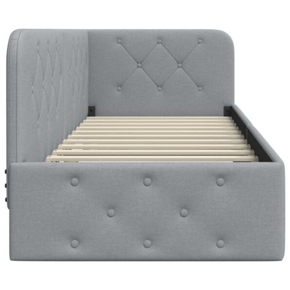 vidaXL Rohový rám postele s čelnou doskou Svetlosivá 80 x 200 cm látka – Obrázok 6