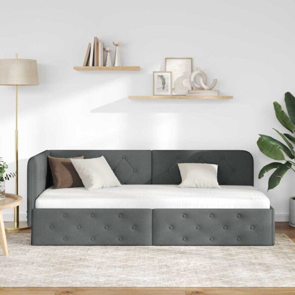 vidaXL Rohový rám postele Tmavo šedá 80 x 200 cm látka – Obrázok 4