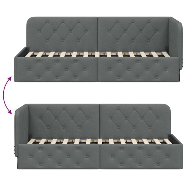 vidaXL Rohový rám postele Tmavo šedá 80 x 200 cm látka – Obrázok 9