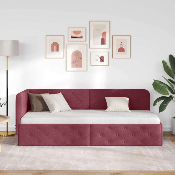 vidaXL Rohový rám postele Víno červené 80 x 200 cm látka – Obrázok 4