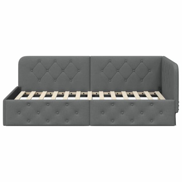 vidaXL Rohový rám postele Tmavo šedá 90 x 190 cm látka – Obrázok 5