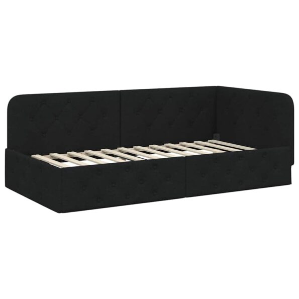 vidaXL Rohový rám postele Čierny 90 x 190 cm látka – Obrázok 2