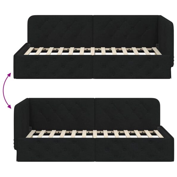 vidaXL Rohový rám postele Čierny 90 x 190 cm látka – Obrázok 9