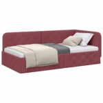 vidaXL Rohový rám postele Víno červené 90 x 190 cm látka – Obrázok 3