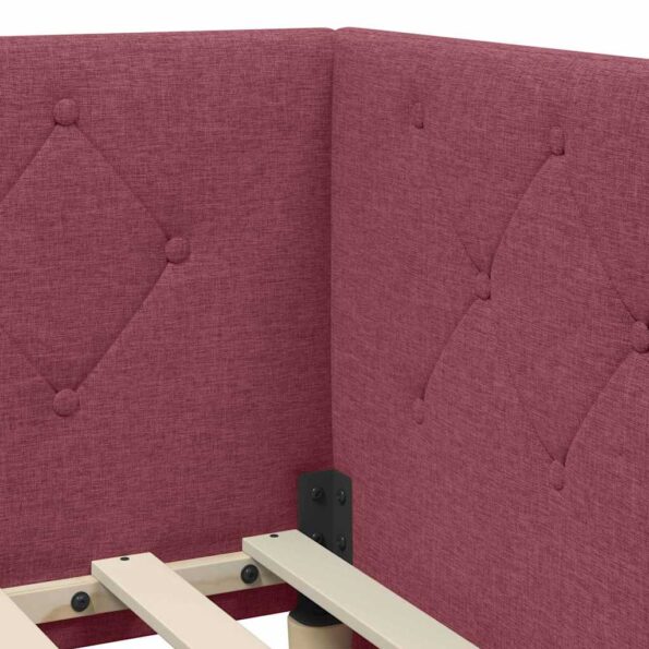 vidaXL Rohový rám postele Víno červené 90 x 190 cm látka – Obrázok 8