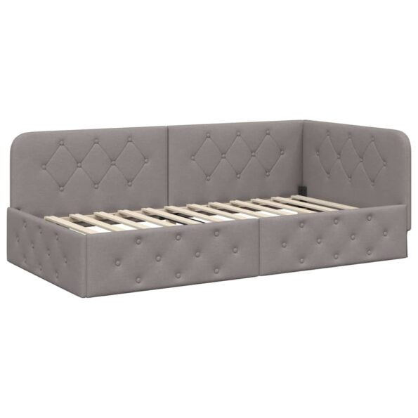 vidaXL Rohový rám postele Sivohnedá 90 x 190 cm látka – Obrázok 2
