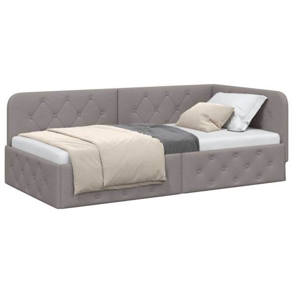 vidaXL Rohový rám postele Sivohnedá 90 x 190 cm látka – Obrázok 3