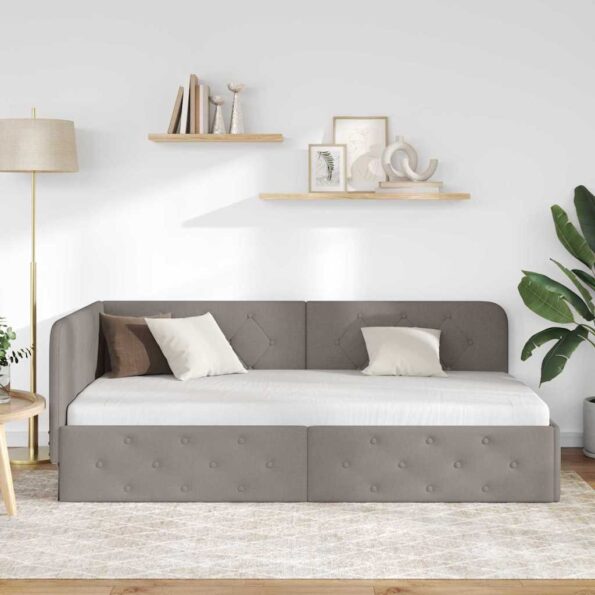 vidaXL Rohový rám postele Sivohnedá 90 x 190 cm látka – Obrázok 4