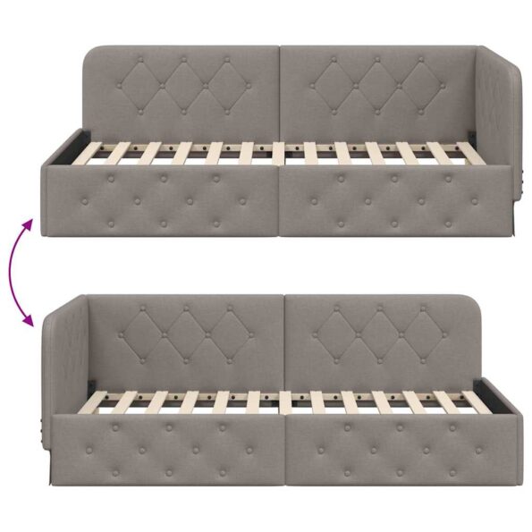 vidaXL Rohový rám postele Sivohnedá 90 x 190 cm látka – Obrázok 9