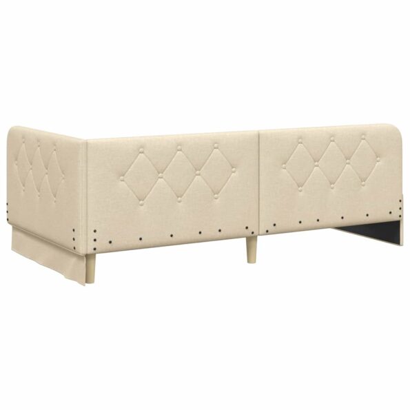 vidaXL Rohový rám postele Krémová 90 x 190 cm látka – Obrázok 7