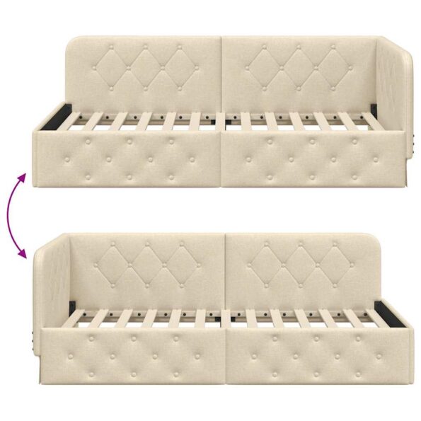 vidaXL Rohový rám postele Krémová 90 x 190 cm látka – Obrázok 9
