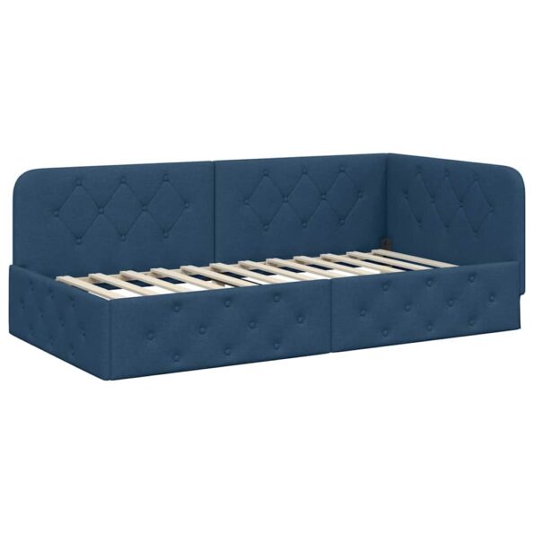 vidaXL Rohový rám postele Modrá 90 x 190 cm látka – Obrázok 2
