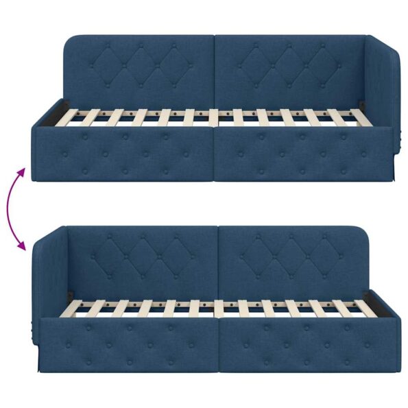 vidaXL Rohový rám postele Modrá 90 x 190 cm látka – Obrázok 9
