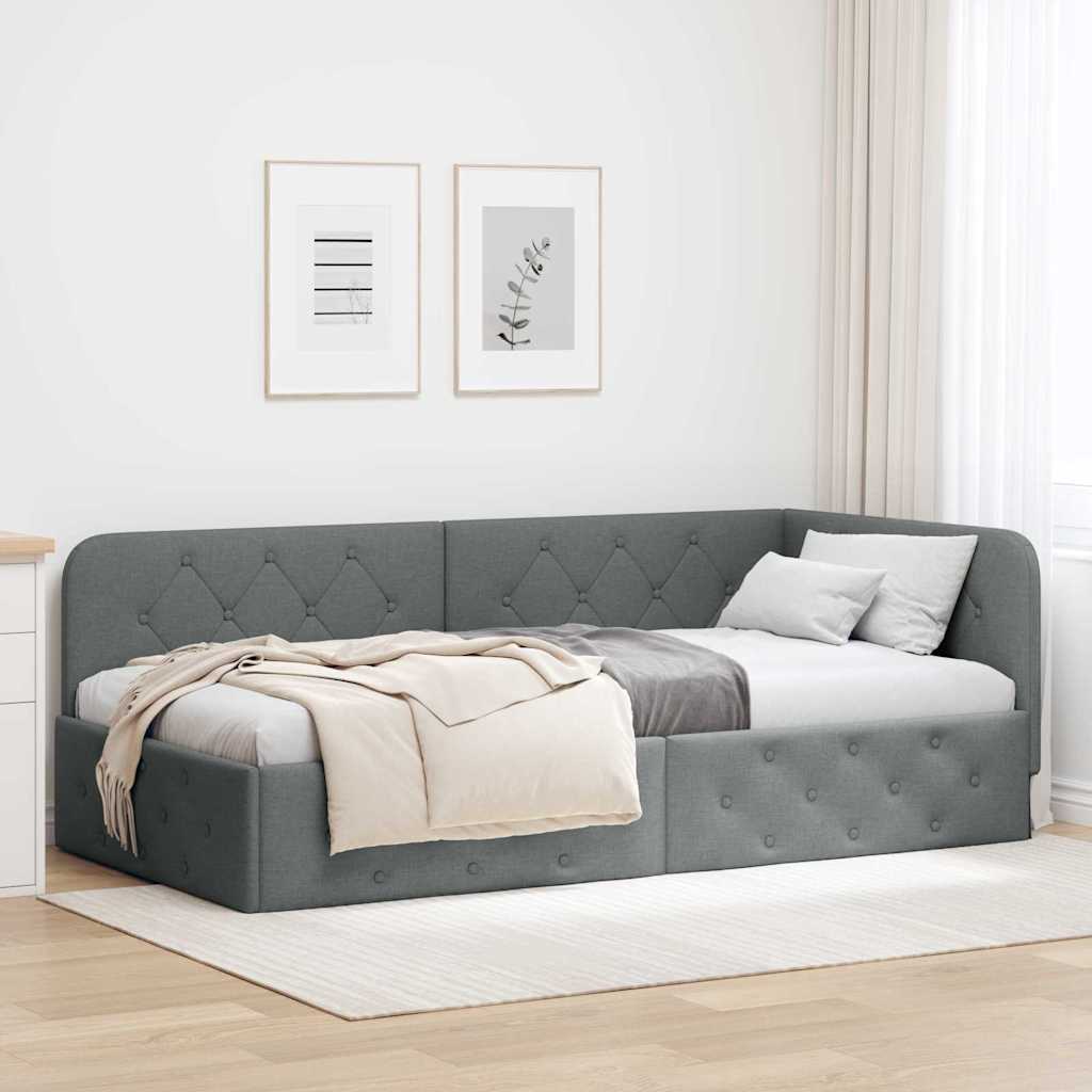 42016496_1.jpg vidaXL Rohový rám postele Tmavo šedá 90 x 200 cm látka – Obrázok 1