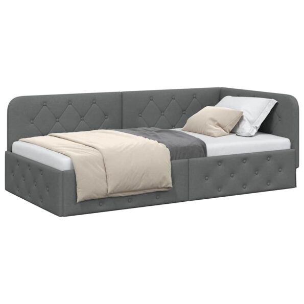vidaXL Rohový rám postele Tmavo šedá 90 x 200 cm látka – Obrázok 3